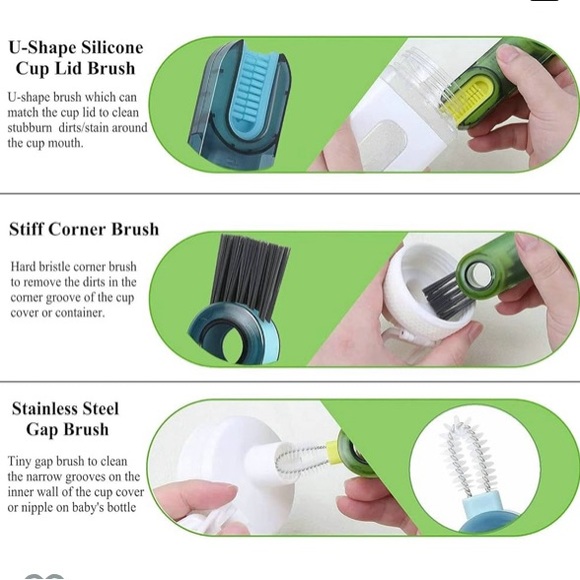 3 in 1 Cup Lid Cleaning Brush Set Multifunctional Bottle Brush Cleaner - Picture 3 of 9